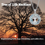 925 Sterling Silver Blue Crystals Tree of Life Necklace