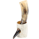 Viking Drinking Horn with Stand and Leather Holster