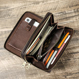 Men's Genuine Leather Clutch Bag | Zipper Wallet & Card Holder