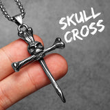 Skull Bone Cross Men's Necklaces - Gothic Punk Rock Jewelry