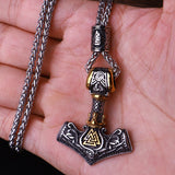Beaded Viking Mjolnir Pendant Necklace for Men