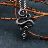 Vintage Snake Pendant Necklace – Stainless Steel Punk Animal Amulet