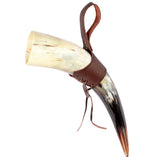 Viking Drinking Horn with Stand and Leather Holster