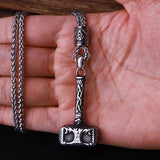 Beaded Viking Mjolnir Pendant Necklace for Men