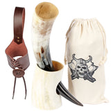 Viking Drinking Horn with Stand and Leather Holster