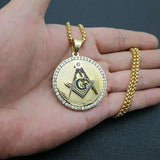 Masonic Rhinestone Freemasonry Pendant  Secret Society Symbol