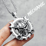 Gear Skull Biker Engineer Pendant Necklace