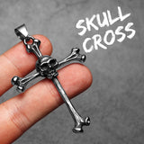 Skull Bone Cross Men's Necklaces - Gothic Punk Rock Jewelry