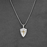 Two-Tone Shield Cross Pendant