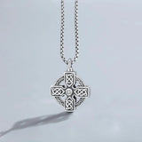925 Sterling Silver Round Celtic Knot Cross Urn Necklace