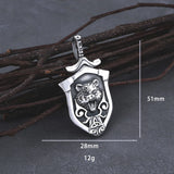 Viking Bear Head Shield Necklace