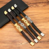 Vintage Interlocking Leather Braided Bracelet