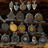 Viking Symbols Vegvisir Valknut Necklace