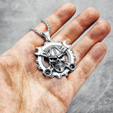 Gear Skull Biker Engineer Pendant Necklace