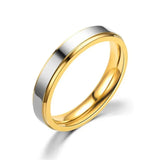 Gold Titanium Steel Couple Rings Set