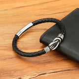 Thin Interlocking Leather Bracelet