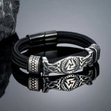 Viking Valknut Leather Bracelet