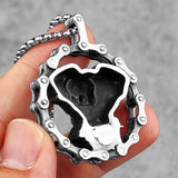 Steampunk Skull Locomotive Pendant Necklace