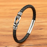 Thin Interlocking Leather Bracelet
