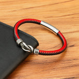 Thin Interlocking Leather Bracelet
