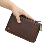 Men's Genuine Leather Clutch Bag | Zipper Wallet & Card Holder