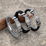 Viking Valknut Leather Bracelet