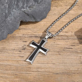 Silver and Black Cross Necklace