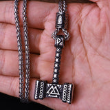 Beaded Viking Mjolnir Pendant Necklace for Men