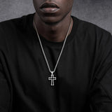 Silver and Black Cross Necklace