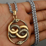 Double Ouroboros Snake Pendant Necklace
