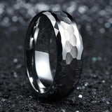 8mm Silver Hammered Stainless Steel Ring