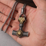 Beaded Viking Mjolnir Pendant Necklace for Men