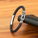 Thin Interlocking Leather Bracelet
