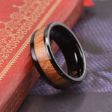 Black Koa Wood Inlay Titanium Wedding Ring