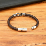 Thin Interlocking Leather Bracelet