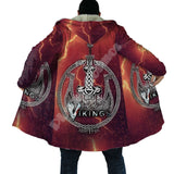 Viking-themed cape with lightning design and Thor hammer