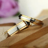 Gold Titanium Steel Couple Rings Set