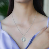 925 Sterling Silver Blue Crystals Tree of Life Necklace