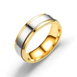 Gold Titanium Steel Couple Rings Set