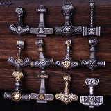 Beaded Viking Mjolnir Pendant Necklace for Men