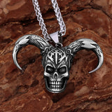 Creative 316L Stainless Steel Ghost Skull Necklace Vintage Viking Men's Neo-Gothic Fashion Rock Party Pendant Amulet Jewelry