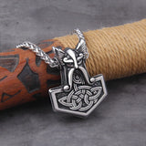 Mjolnir Rune Amulet Necklace – Vegvisir, Wolf & Raven