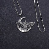 Moon & Eagle Pendant Necklace – Stainless Steel Hip Hop Jewelry