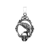 Raven & Skull Gothic Mirror Pendant Necklace