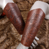 Viking Leather Bracers - Medieval Gauntlet Wristbands