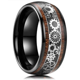Black Koa Wood Inlay Titanium Wedding Ring