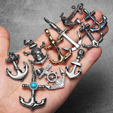 Sea Wave Anchor Pendant Necklace