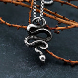 Vintage Snake Pendant Necklace – Stainless Steel Punk Animal Amulet