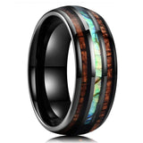 Black Koa Wood Inlay Titanium Wedding Ring