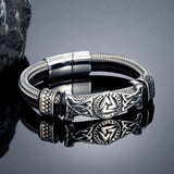 Viking Valknut Leather Bracelet